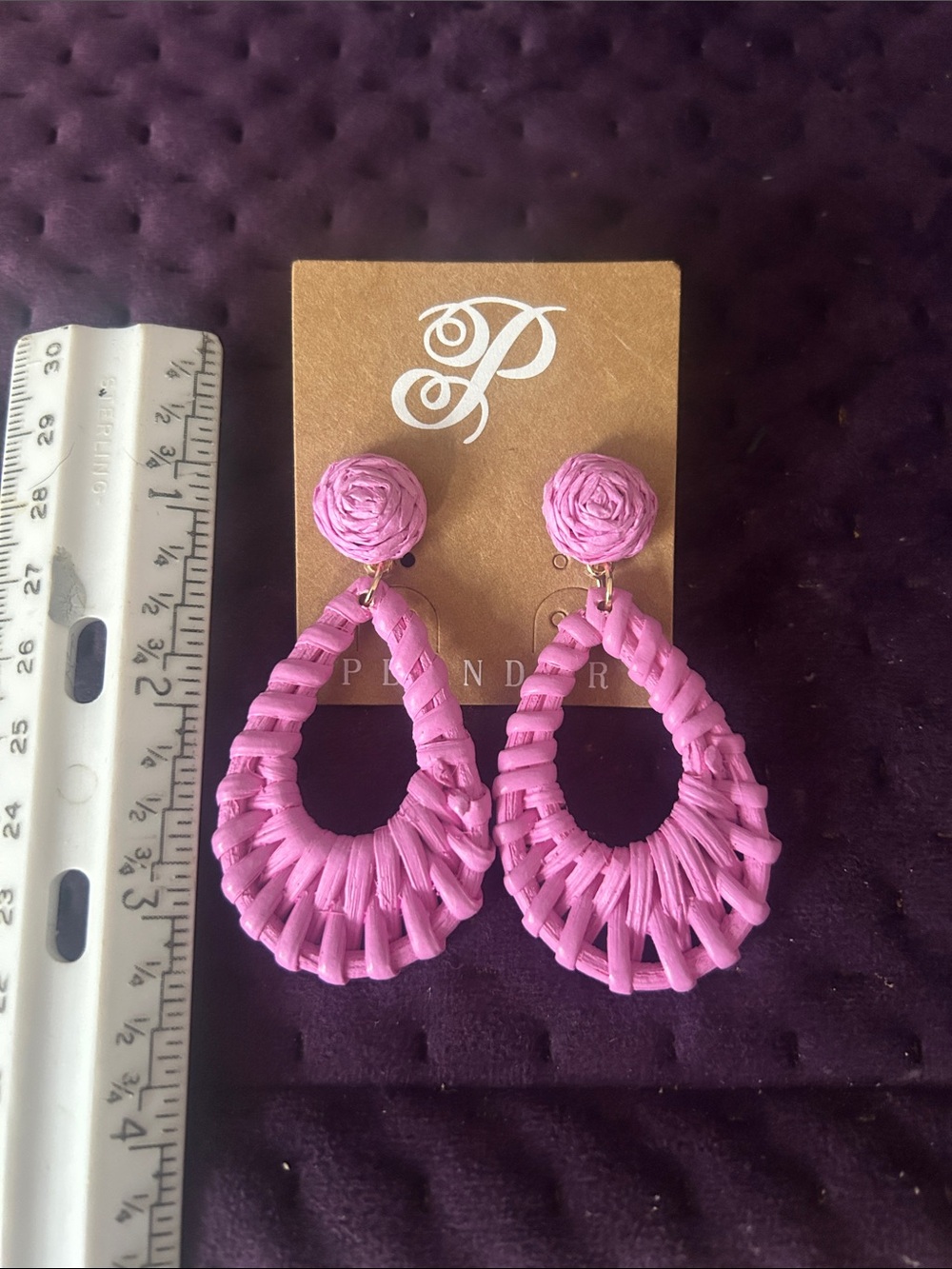 Pink Braided Teardrop Drop Earrings
